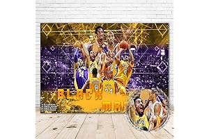 Kobe Bryant Backdrop Decorations, Happy Birthday for Boys Lakers Basketball Party Supplies...