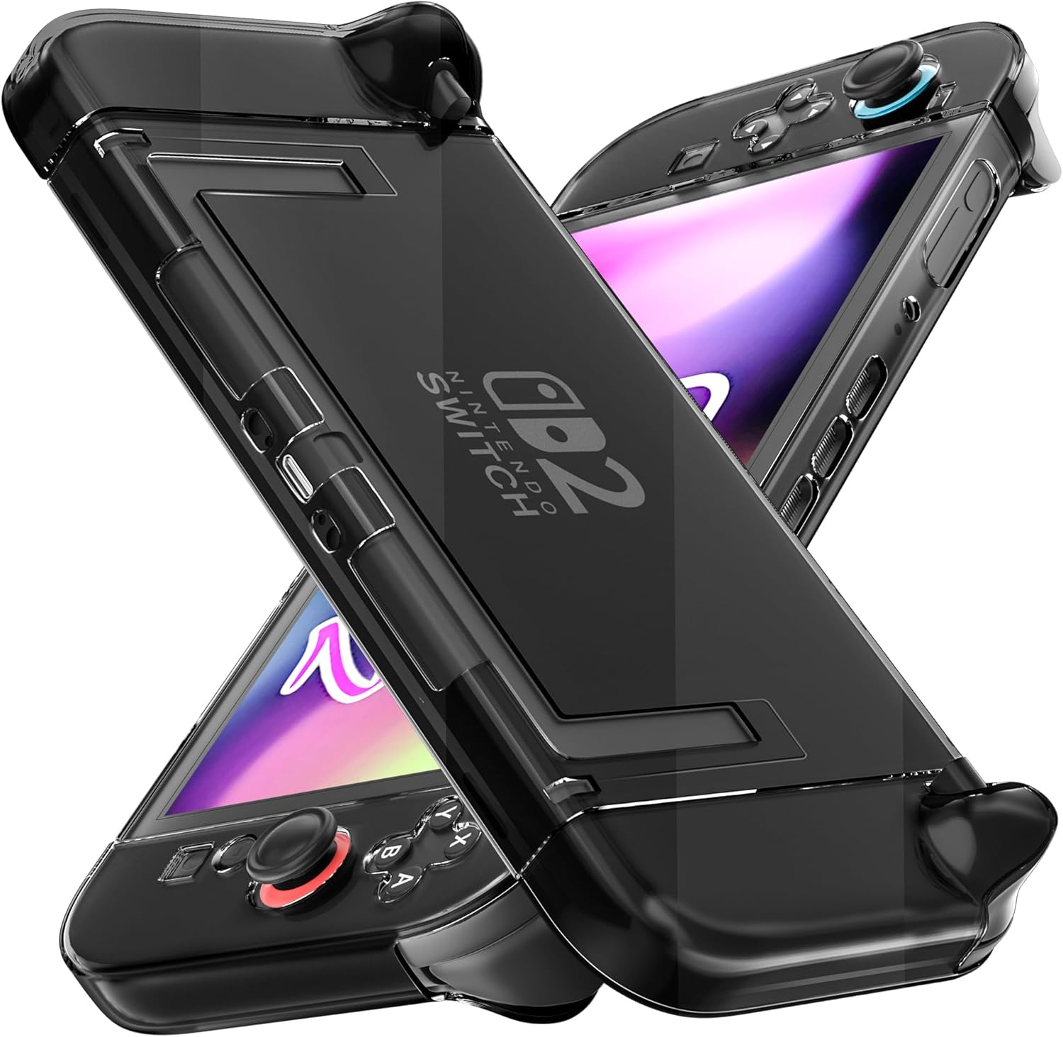 FANPL [Improved Easy Dockable Version] Clear Black Case for Nintendo Switch 2, Protective Cover for Switch 2 and JoyCon Controller - Strong and Durable, Not Easy to Fall Off