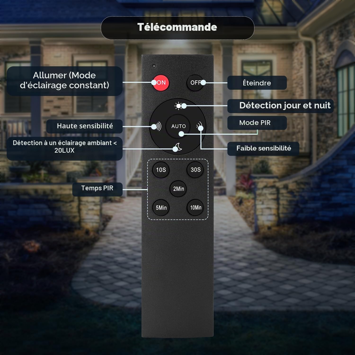 Projecteur LED Extérieur 150W avec Détecteur et Télécommande,6500K Blanc Froid Spot LED Extérieur,15000LM Eclairage Exterieur avec Detecteur,IP66 Étanche Projecteur Exterieur pour Jardin Garage