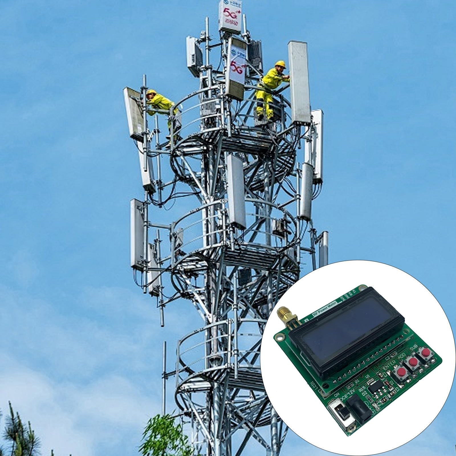 Misuratore potenza digitale LCD -75~16dBm 1-600MHz Misuratore potenza del rilevatore logaritmico con valore attenuazione della radiofrequenza