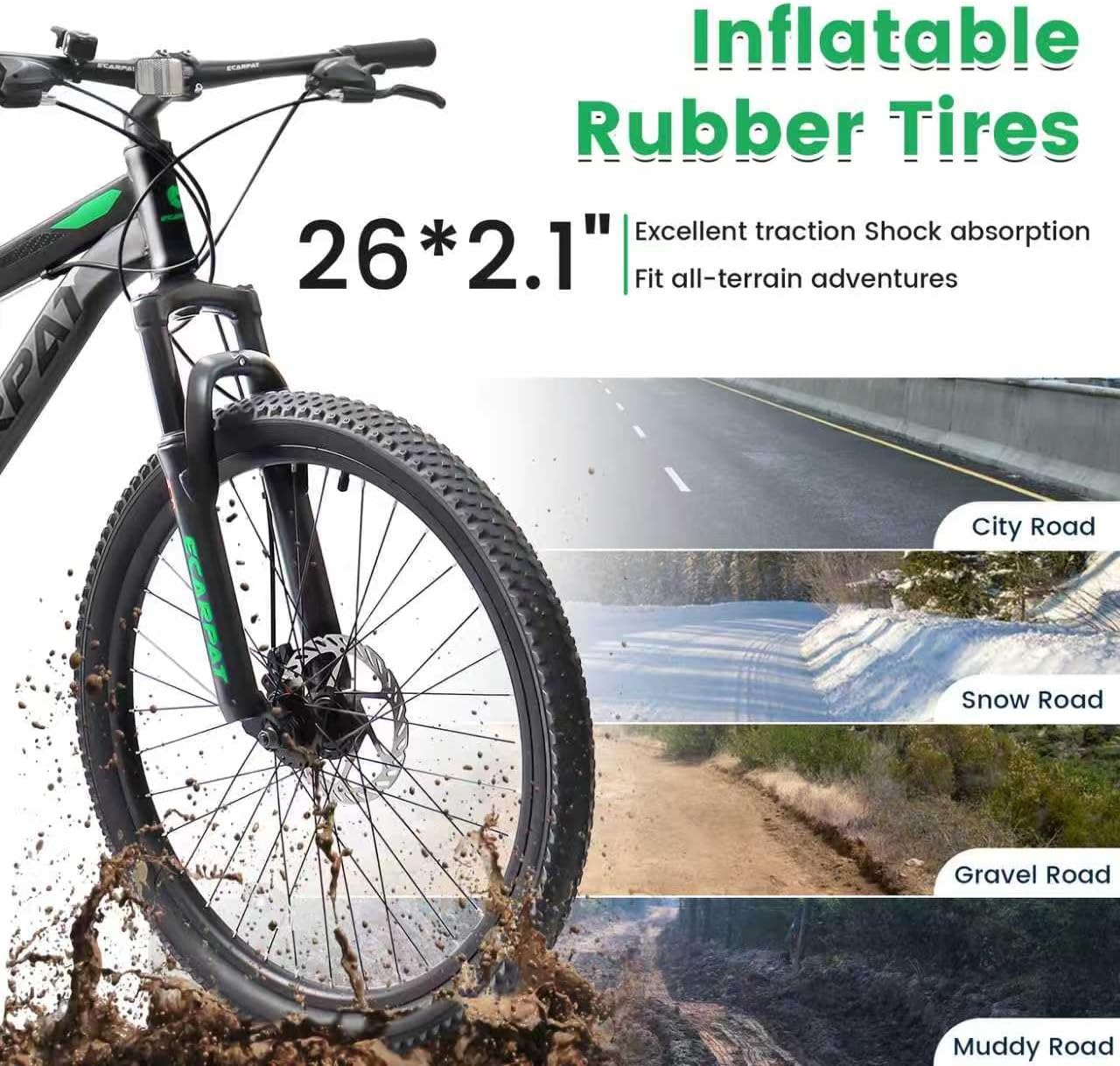 24 26 27.5 Inch Mountain Bike, Full Suspension MTB with Dual Disc Brakes and Carbon Steel Frame, 21 Speeds Mountain Bicycle for Boys Teenagers Adult Men Outdoor Cycling School Work