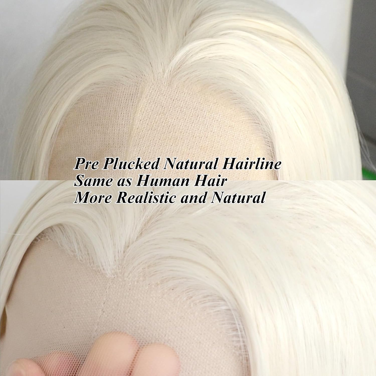 Luwigs Platinum Blonde Lace Front Wigs Synthetic Light Blonde Long Straight Natural Half Hand Tied Replacement Wigs for Women Heat Resistant 22inches