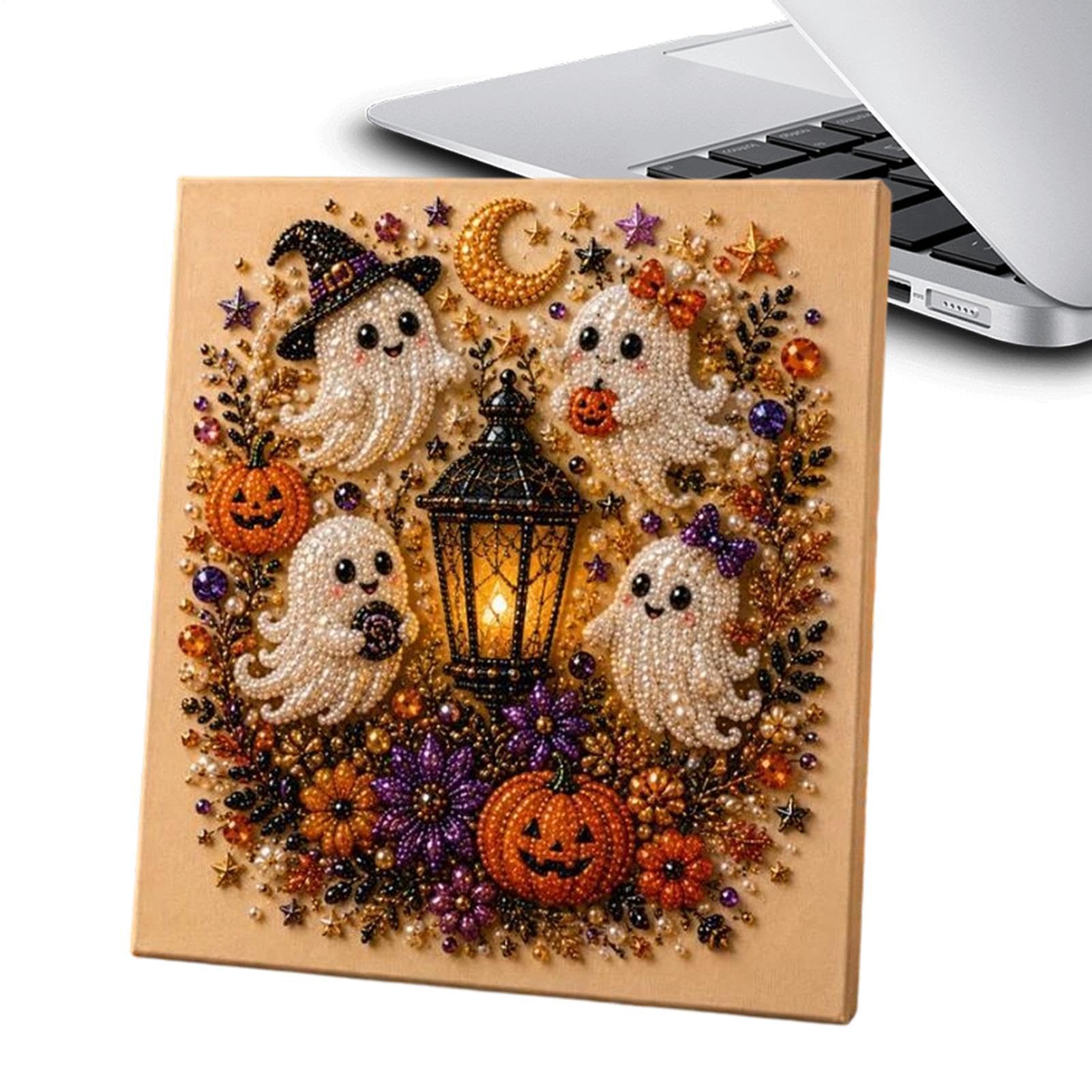 Halloween Ghost Pearl Art DIY Kit, Halloween Pearl Art Canvas
