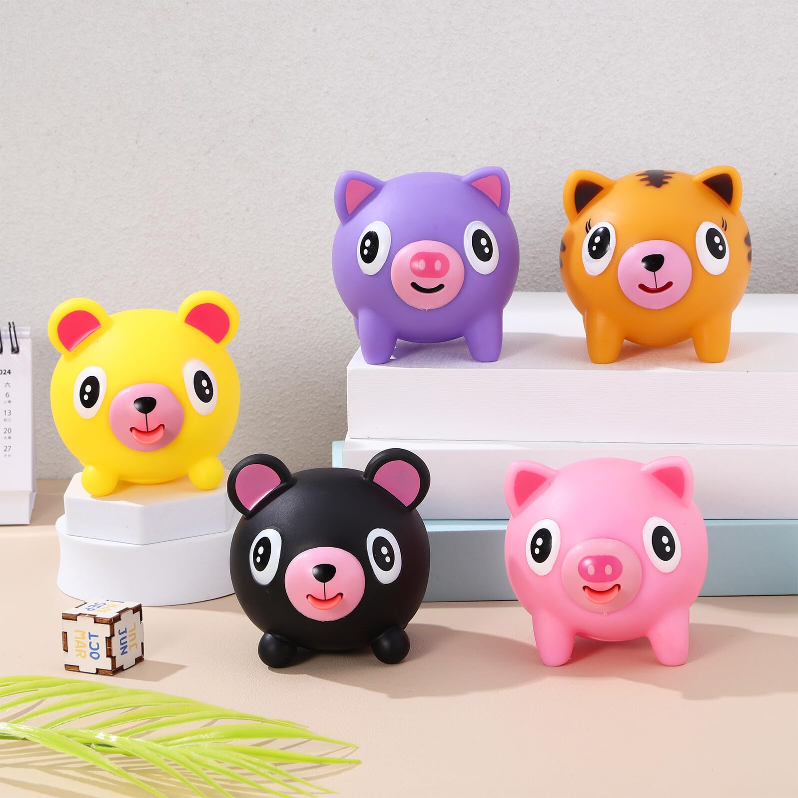 Jouet Anti-Stress Cochon Extensible Lot de 5 en PVC