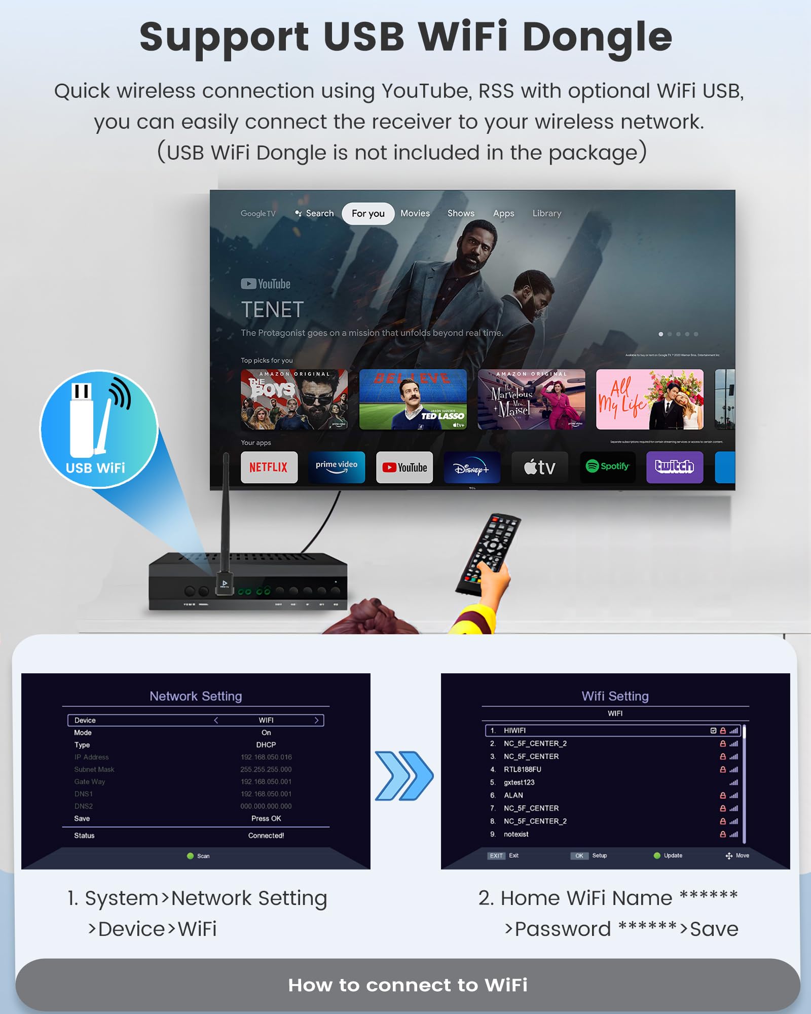 Décodeur TV HD DVB-T2 H265 HEVC FTA, PVR, USB, HDMI, MPEG-2/4, Numérique SCART, Tuner TNT Full HD 1080p, Compatible Android (2024 Nouveau)