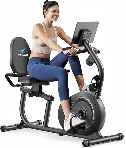 Miniatura 11 de MERACH Bicicleta Reclinable Estática para el Hogar con Bluetooth Inteligente y Aplicación Exclusiva para Bicicletas de Ejercicio, LCD, Manillar