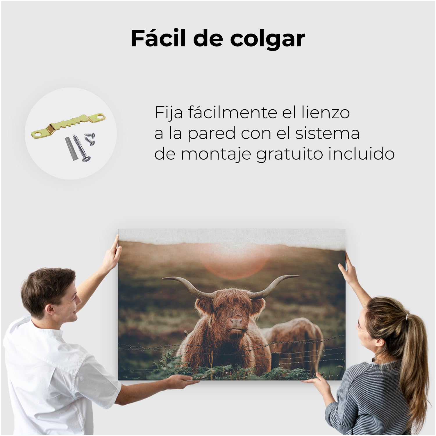 Artaza Cuadros Decoración Salón Modernos Vaca Highland - 120x80 cm - Grande - Cuadros Animales - Lienzo Animales - Decoración Pared - Cuadros Decorativos
