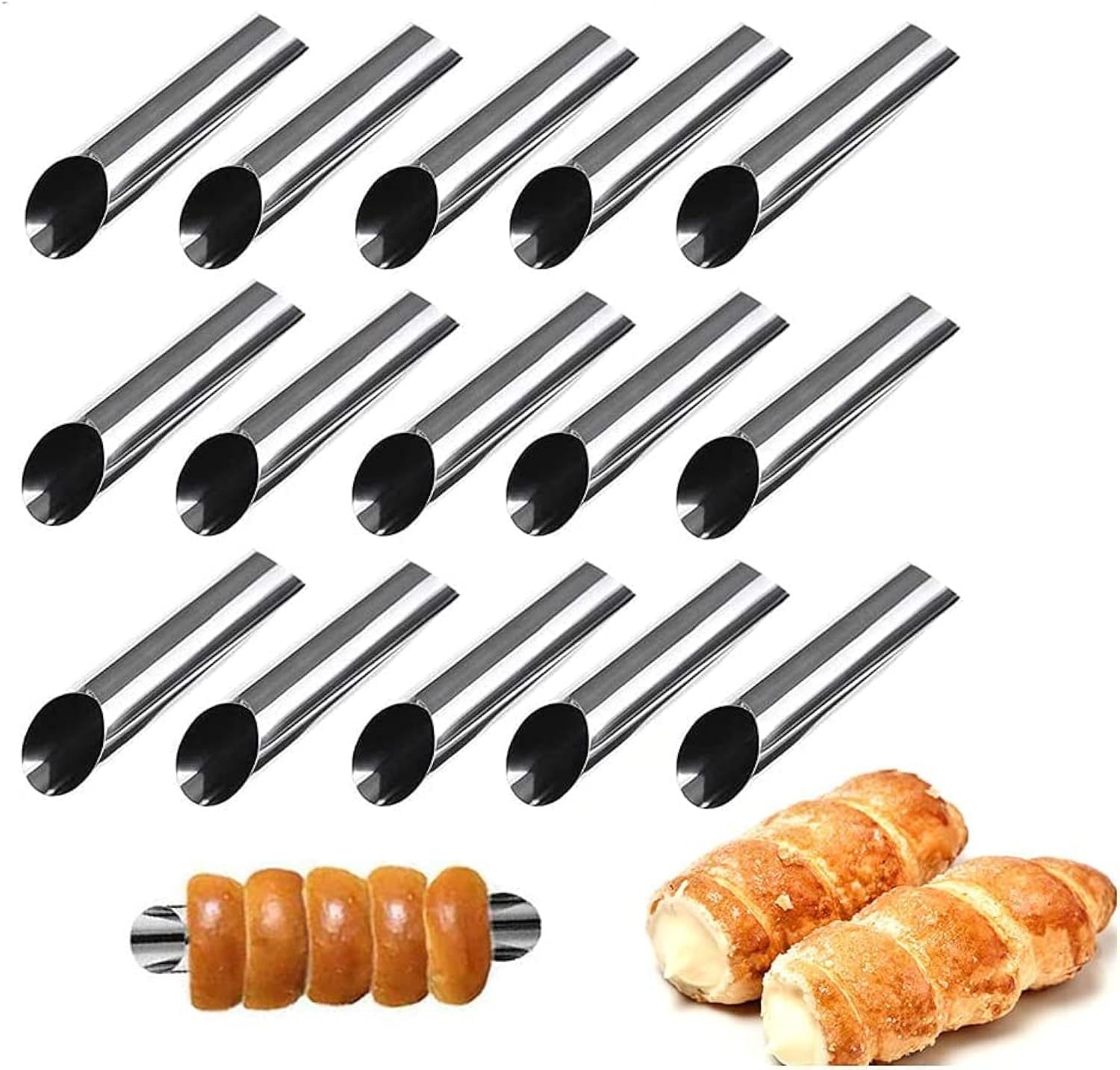 Moule à Cannoli En Acier Inoxydable - Lot De 20 Cônes + Brosse - Pour Pâtisserie, Croissants, Cônes Glacés - 9