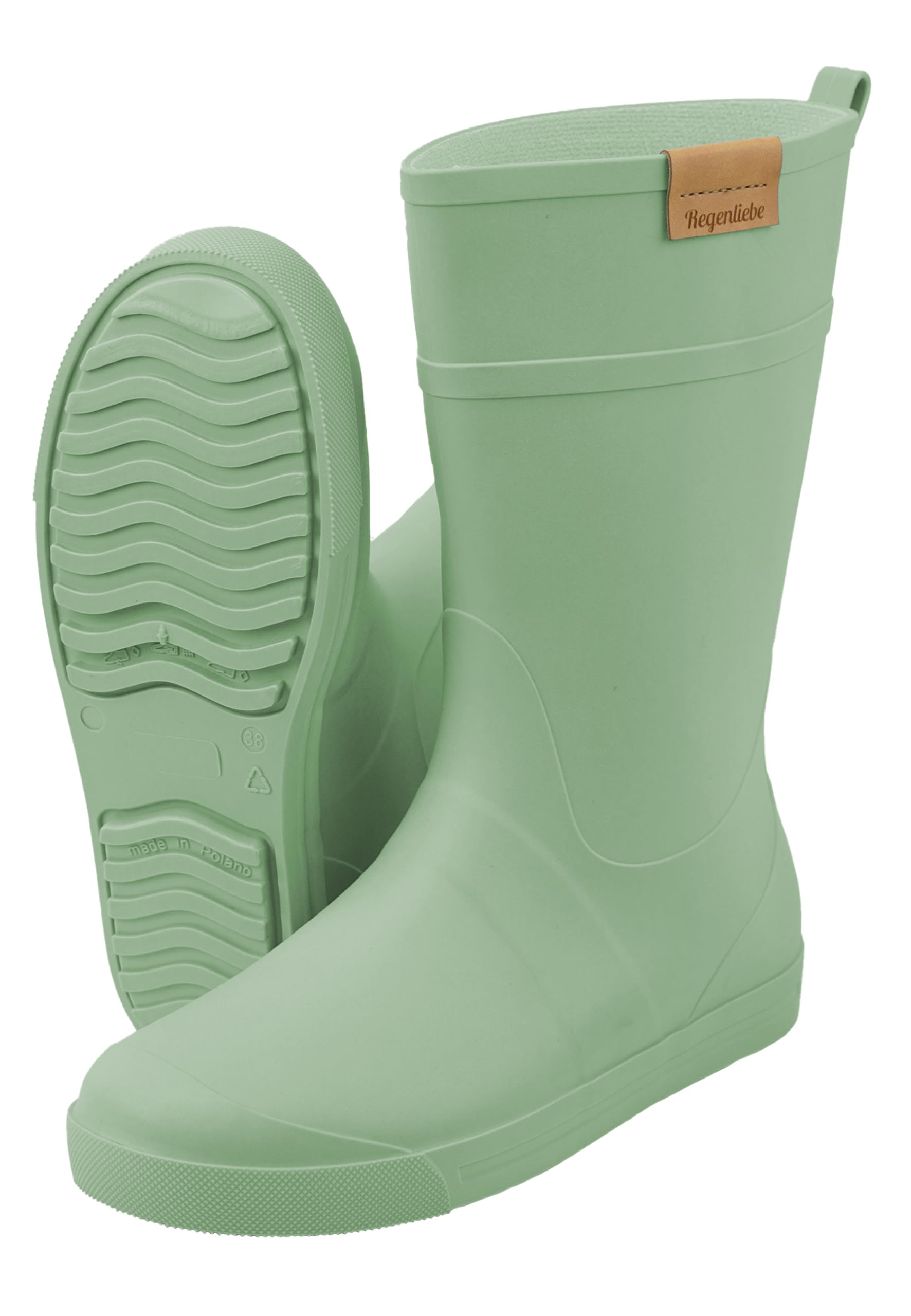 Regenliebe Botas de agua para mujer Summer Rain verde claro medio alto botas de lluvia