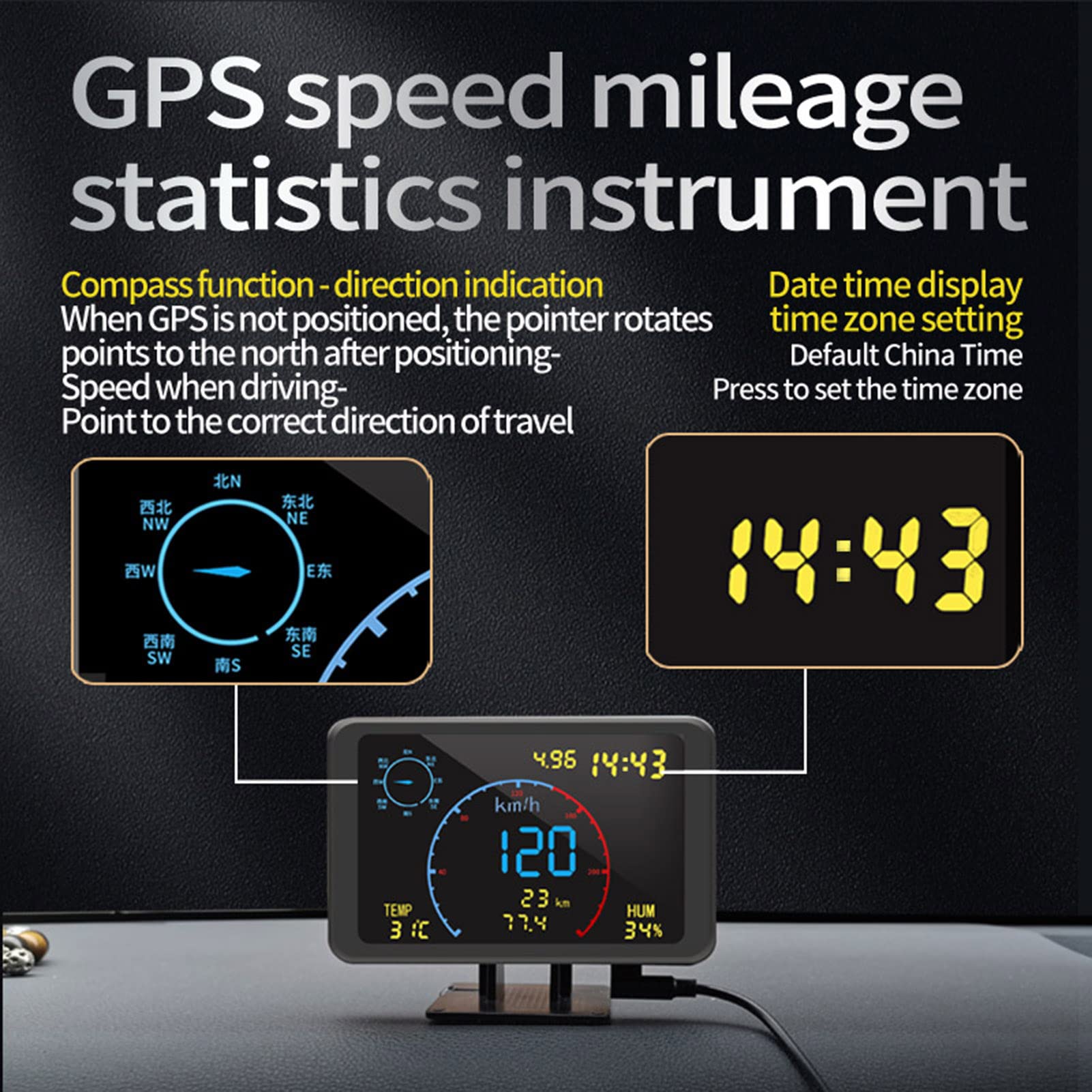 Shkalacar Snelheidsmeter, GPS digitale auto head-up display