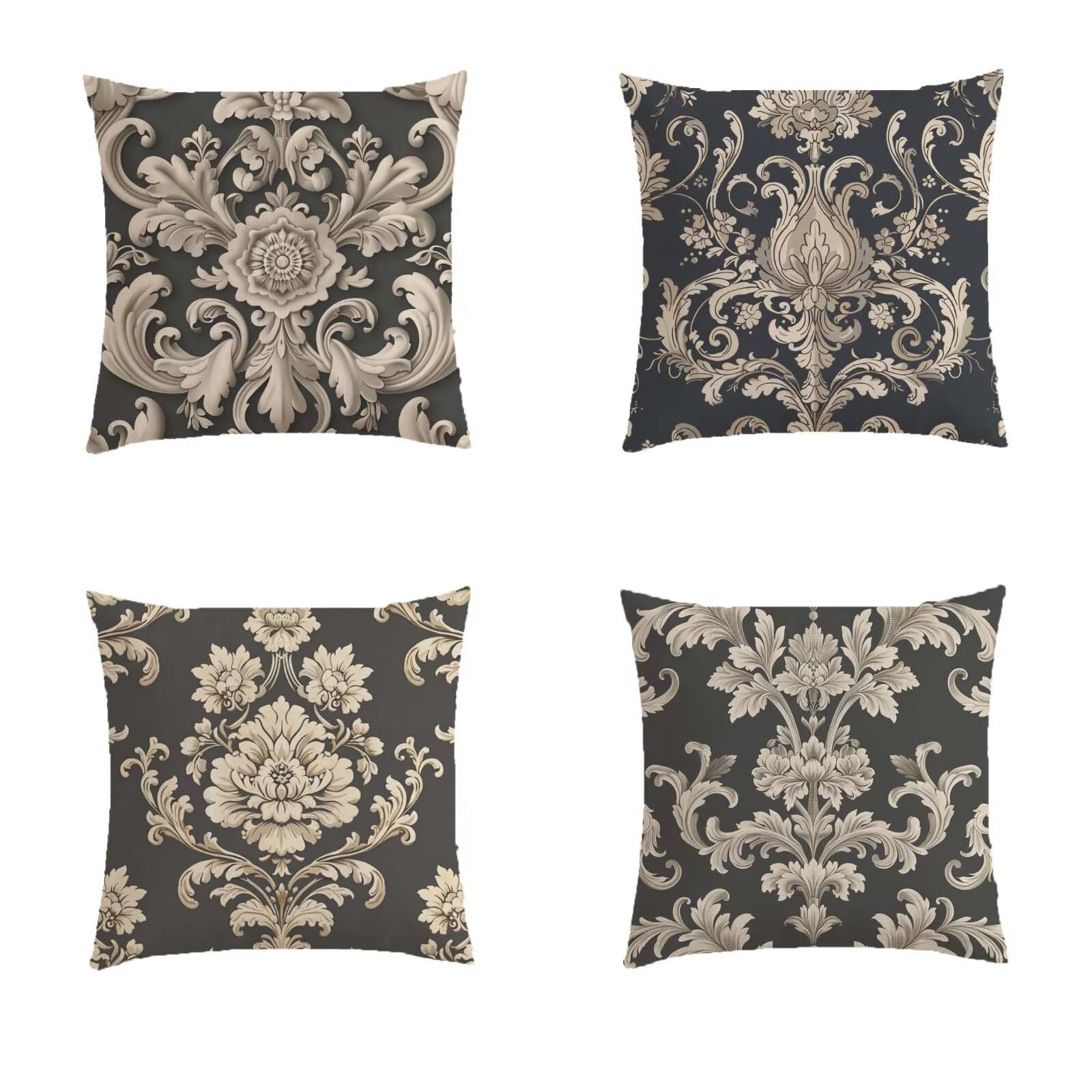 Housse coussin 80x80cm imperméable lot de 4 marron foncé pour salon de jardin