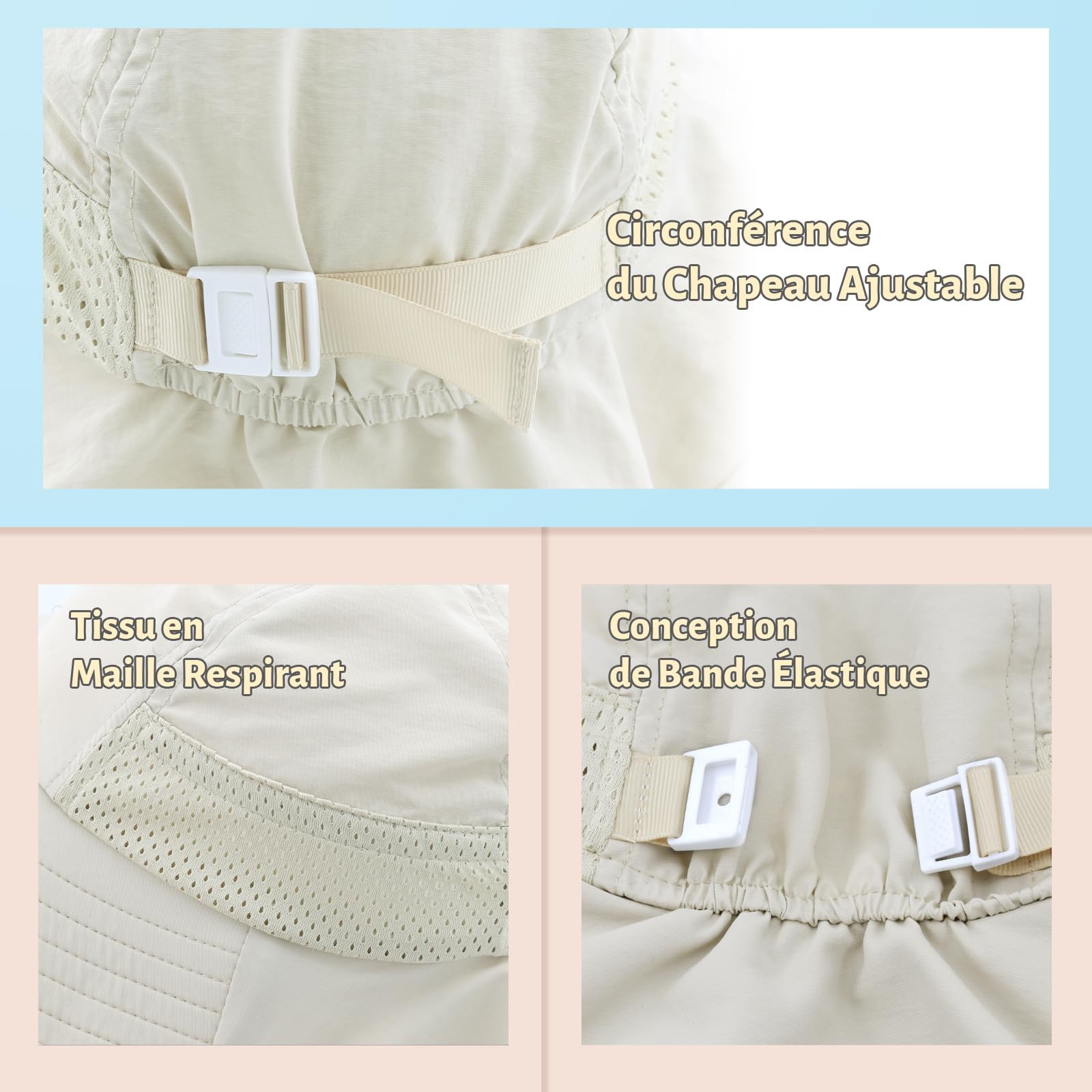Bébé Chapeau de Soleil Fille Garçon Chapeau de Cou Protection Enfants Chapeaux de Seau Respirant Bébé Fille Chapeau de Plage Chapeau d'été pour Tout-Petits