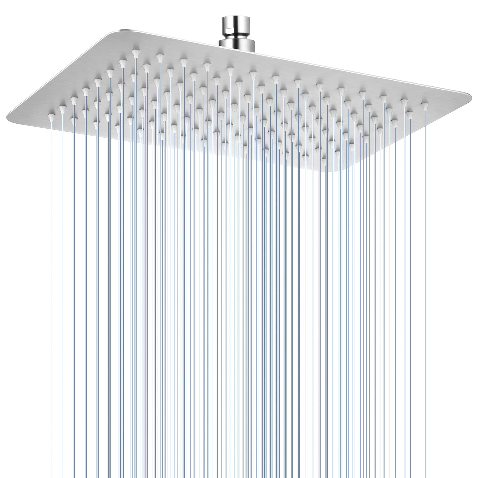 KINLIV 30CM X 20CM Duschkopf Regendusche Gebürstetes Nickel, 304 Edelstahl Rechteckie Duschkopf Wassersparend, Mit 112 Anti Kalk Düsen, 360° Verstellbarer 12 X 8 Zoll Deken Regenduschkopf