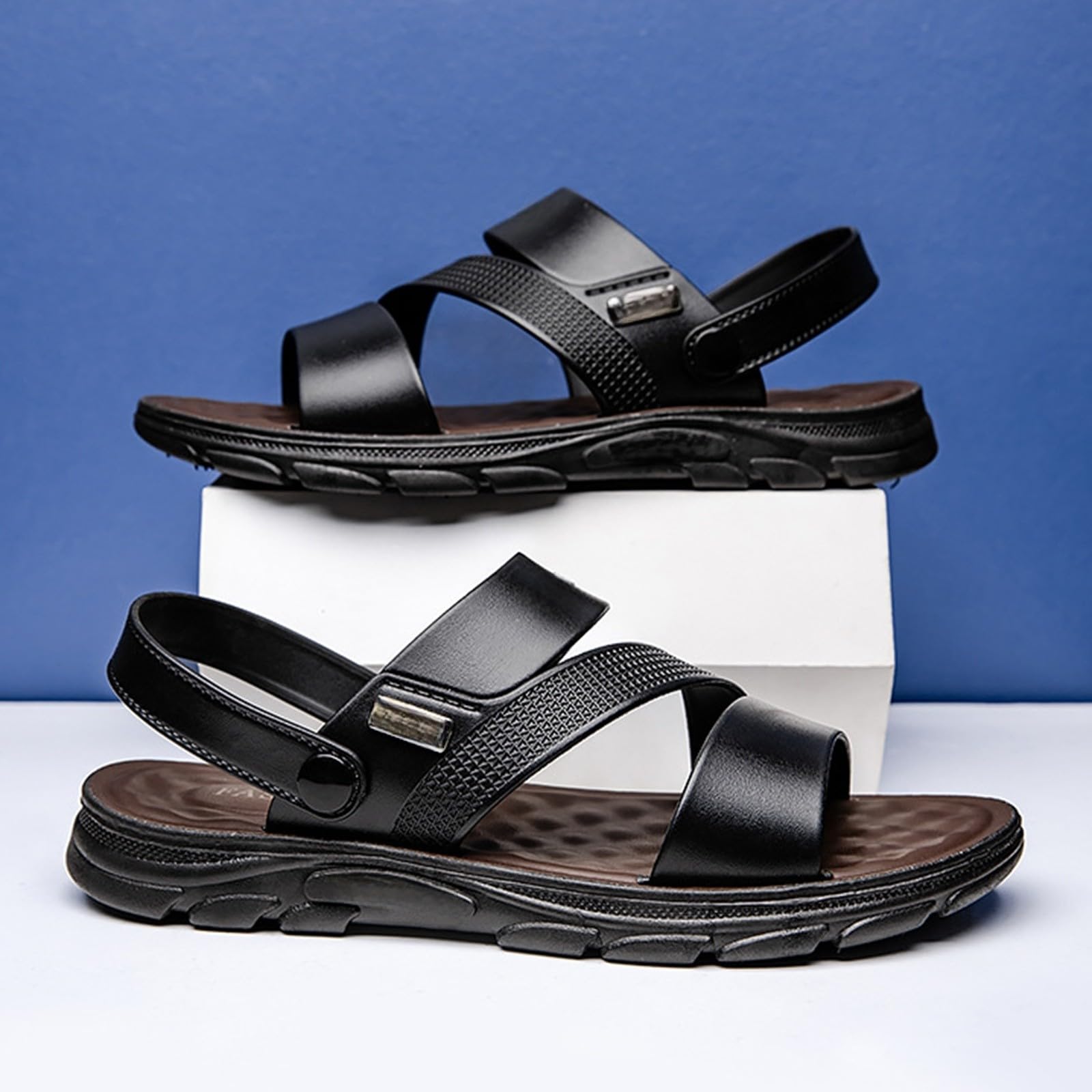 Sandales pour homme en cuir, tongs en cuir, sandales spartiates pour homme, sandales orthopédiques, sport, trekking, randonnée, semelle souple résistante à l'usure, chaussures d'été et sandales de