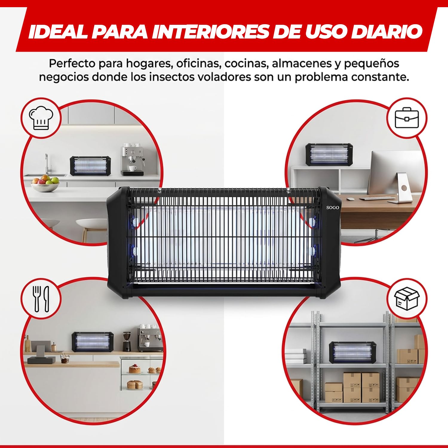 Mata Insectos Eléctrico 2x20W – Lámpara LED Antimosquitos Profesional hasta 150m², Eliminador de Moscas y Mosquitos sin Químicos, Bandeja Extraíble, Uso Interior