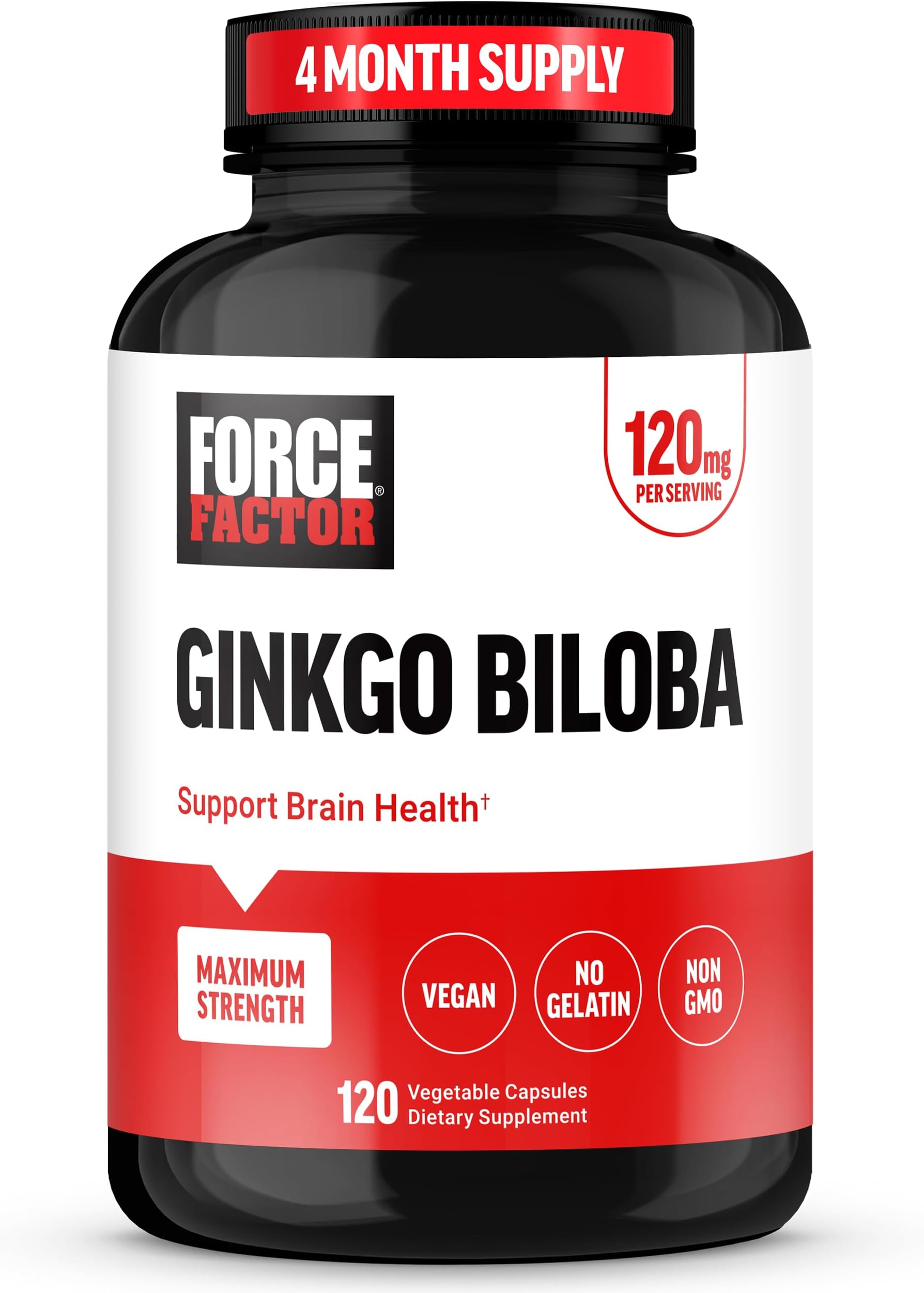 Ginkgo Biloba 120mg Brain Health Supplement, 120 Capsules