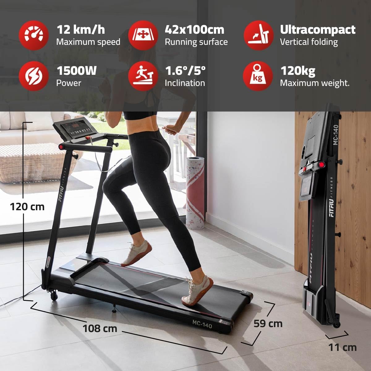 FITFIU Fitness MC-140 Treadmill specifications summary