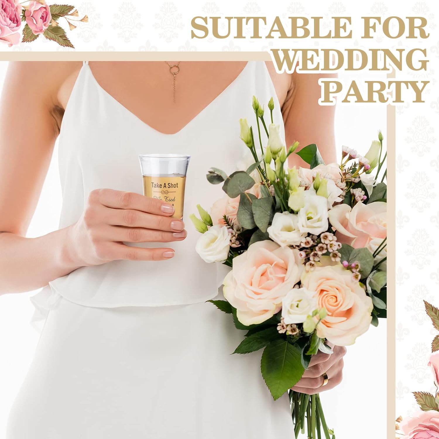 Cunhill 36 Packs Take a Shot We Tied the Knot Shot Glasses, Wedding Favor Set 1.2 Ounce, Wedding Favor, Acrylic Funny for Bridal Party(Lovely)
