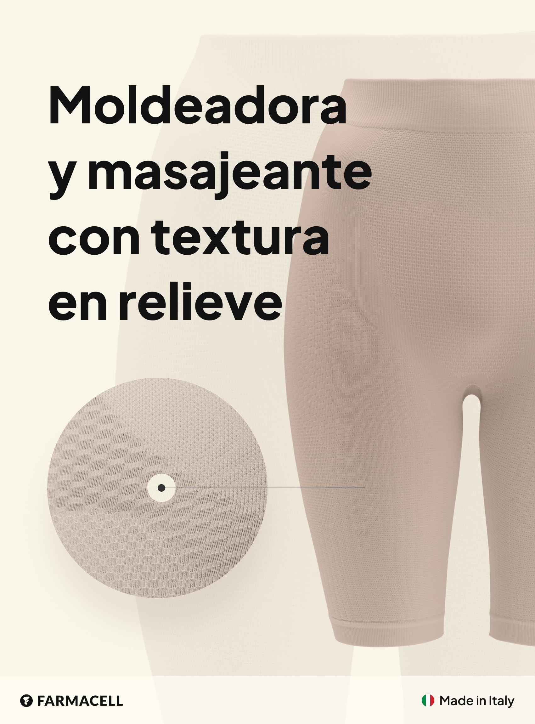 Farmacell Faja Pantalón Reductora Mujer Anticelulitis Masaje, Push up y Vientre Plano, Made in Italy, 312
