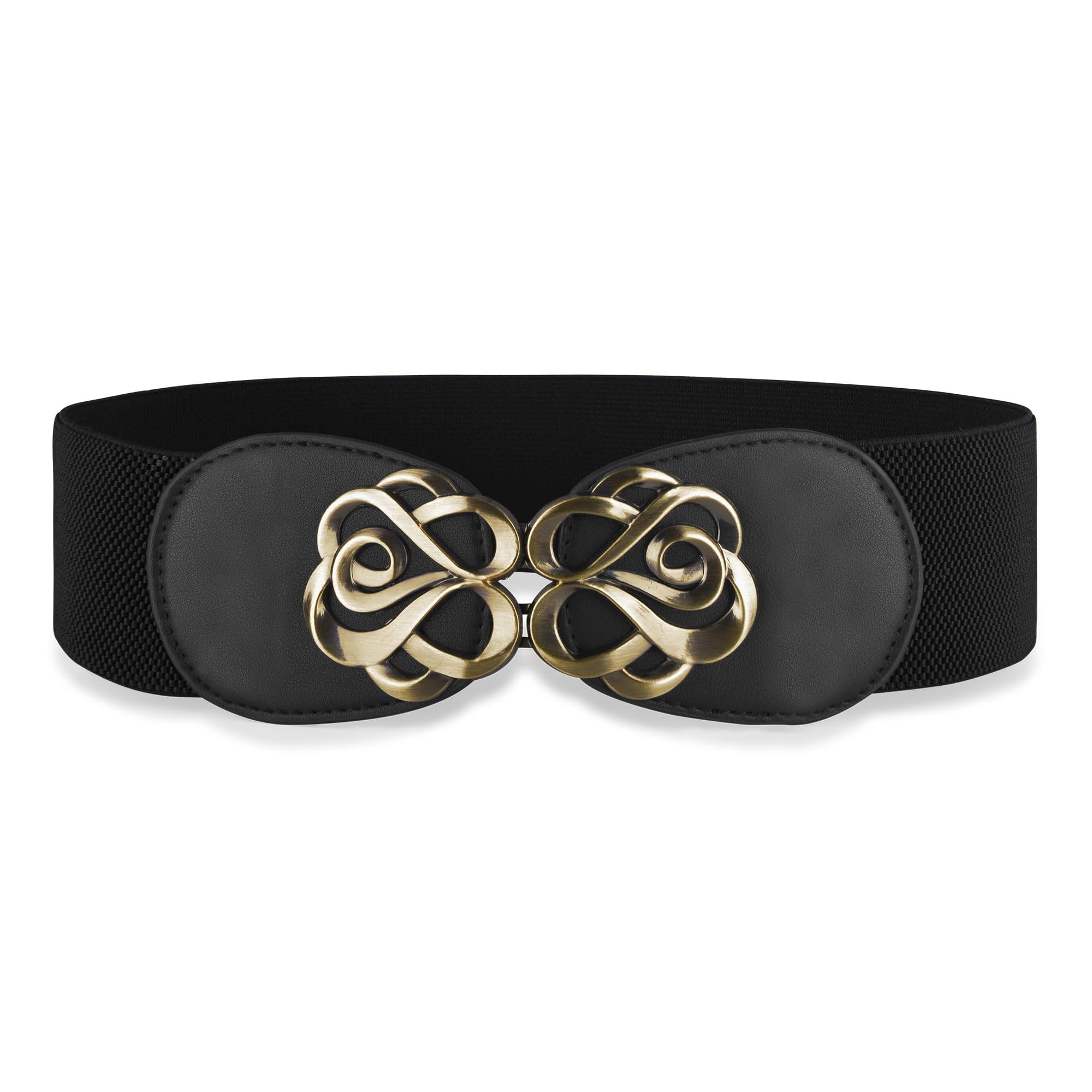 BlackButterfly Stretchy Vintage Waspie Elastic Buckle Waist Belt (Black, M)