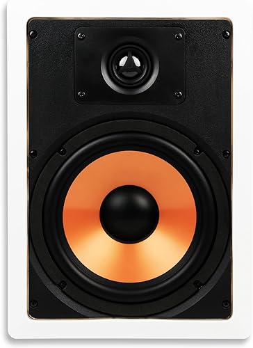 Micca M-8S Altavoz de pared de 2 vías de 8 pulgadas para cine en casa, audio de toda la casa, áreas interiores o exteriores cubiertas, woofer de