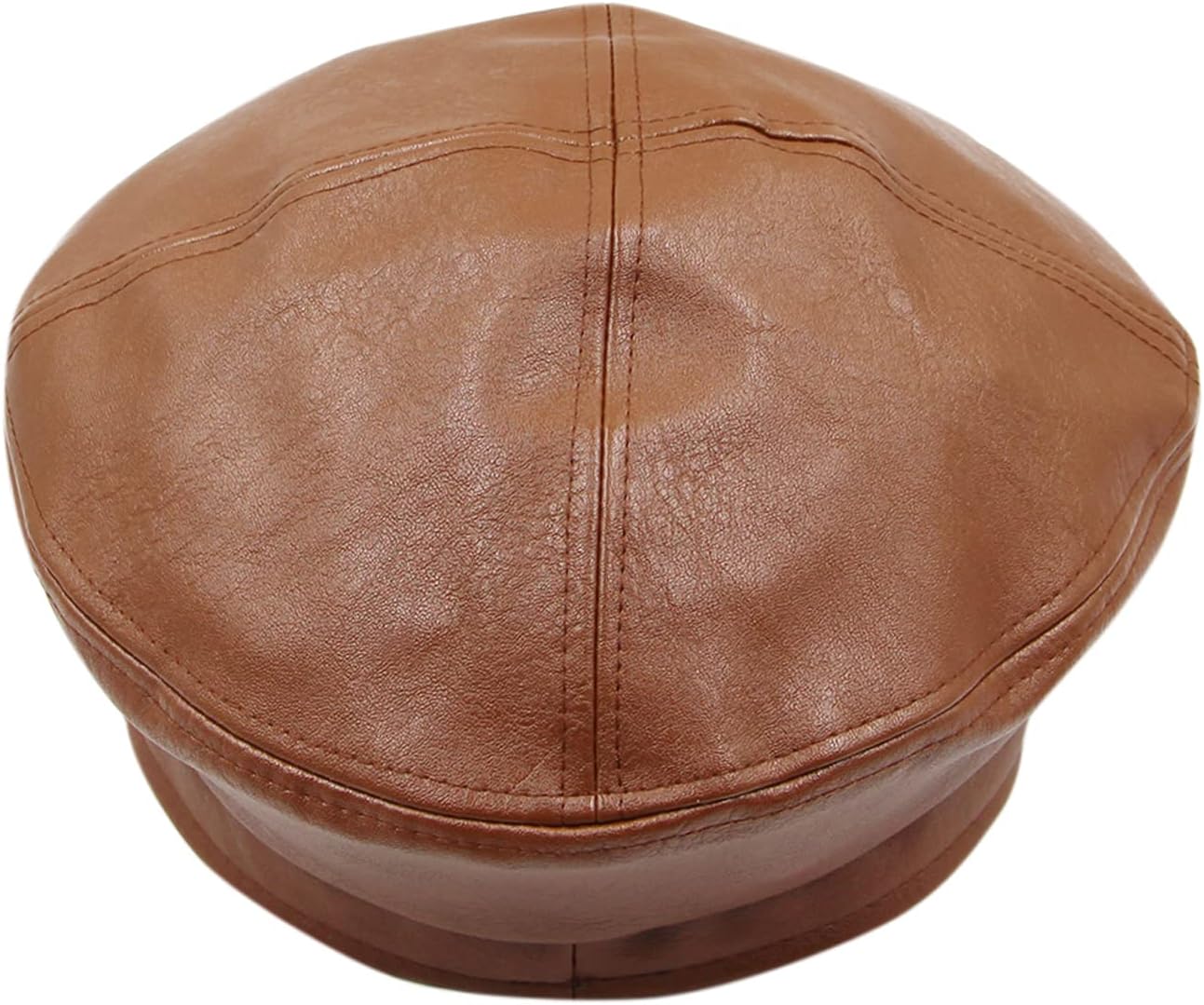 Women's Classic PU Leather French Beret Hat Retro Beanie Hat Artist Beret Cap Adjustable Painter Pumpkin Cap - Image 2