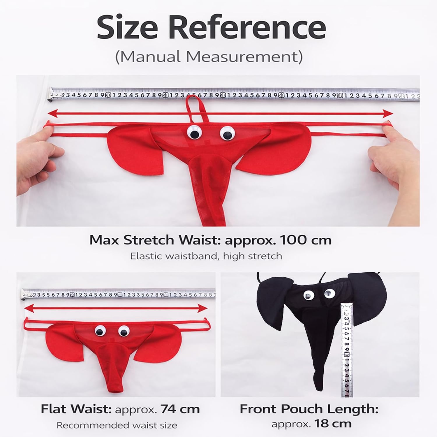 Men's Elephant Thong Funny Banana Trunk Novelty G-String Sexy Low Rise Pouch Lingerie Hammock Underwear for Men