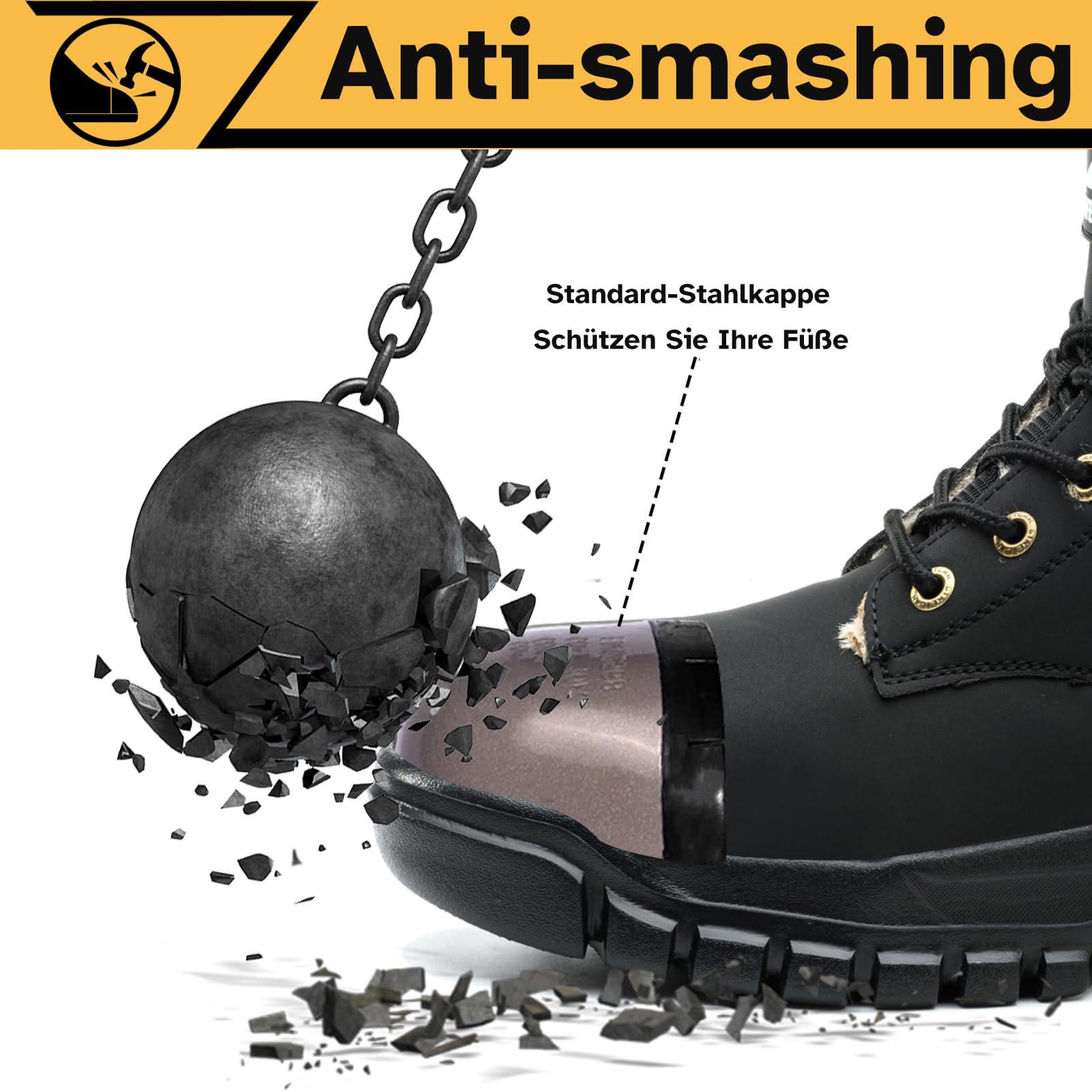 Botas de Seguridad para Hombre Mujer Invierno Impermeable Ligeras Zapatos de Seguridad con Punta de Acero Antideslizantes Botas de Trabajo con Forro Cálido