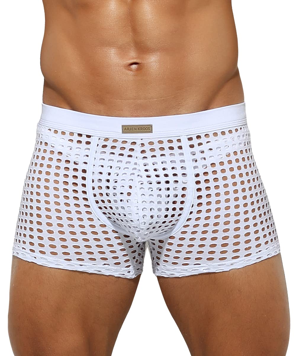 Arjen Kroos Men's Sexy Trunks Sheer Mesh Underwear Novelty Low Rise Lingerie