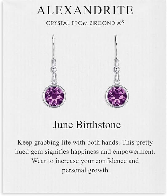 June Birthstone Drop Earrings Created with Alexandrite Zircondia® Crystals