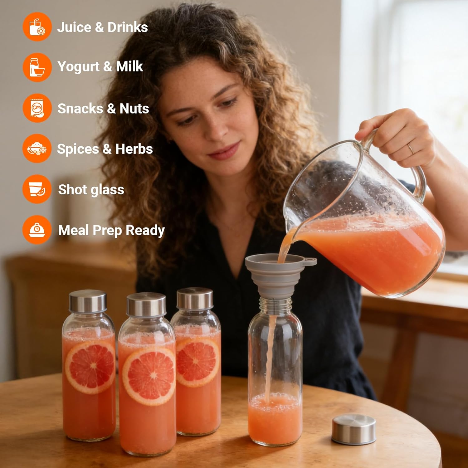 Sursip Glass Juice Bottles 16 oz with Lids (12 Pack) - Reusable Clear Water Bottles for Juicing, Smoothies & Meal Prep - Leak Proof Drinking Jars with Straws & Brush for Fridge Storage & Travel