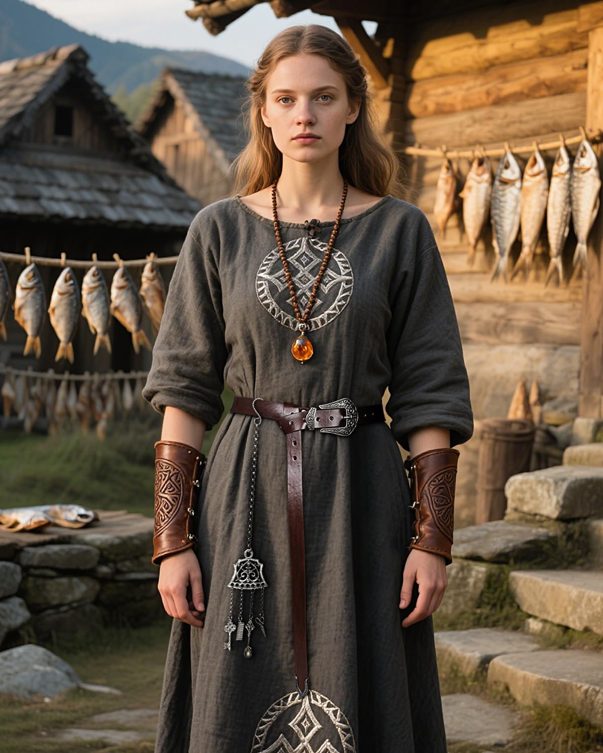 L'VOW Viking Leather Belt with Hanging Chain Set Renaissance LARP Accessory Medieval Cosplay - Image 8