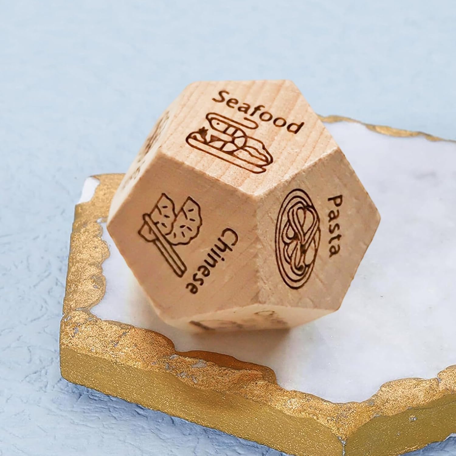 Food Decision Dice Romantic Date Night Game, Wooden Dinner Decider for Couples, Birthday Valentine's Day for Him Her