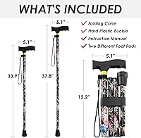 Vista 2 de Walking Cane PANZHENG Cane for Man/Woman Mobility & Daily Living Aids 5-Level Height Adjustable Walking Stick Comfortable Plastic T-Handle
