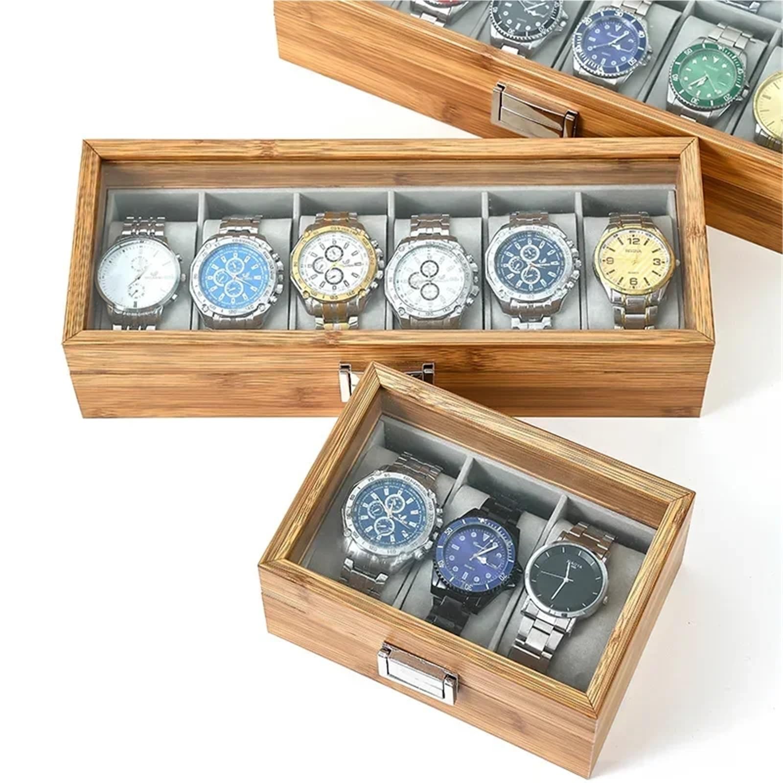 Portaorologi in Legno Massello Scatola porta orologi in legno Spot | Scatola porta orologi in legno, bracciale in bambù e legno(10 slots)