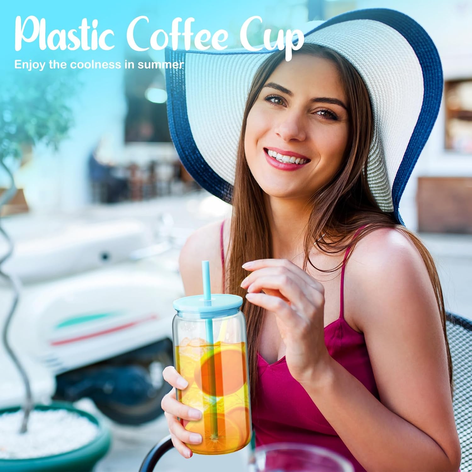 6 Acrylic Mason Jars with Lids and Straws 16 oz Drinking Plastic Tumbler with Straw Iced Coffee Cups Water Bottles Mugs for Wedding Party Favor Water Milk Beer Juice Beverage (Colorful) - Image 5