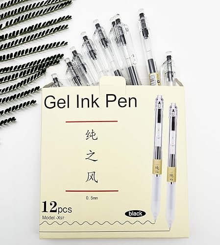 Miniatura 8 de 12 bolígrafos de tinta de gel, bolígrafos retráctiles, punta fina de 0.020 in, bolígrafos de gel negro, estilo japonés, escritura suave para la