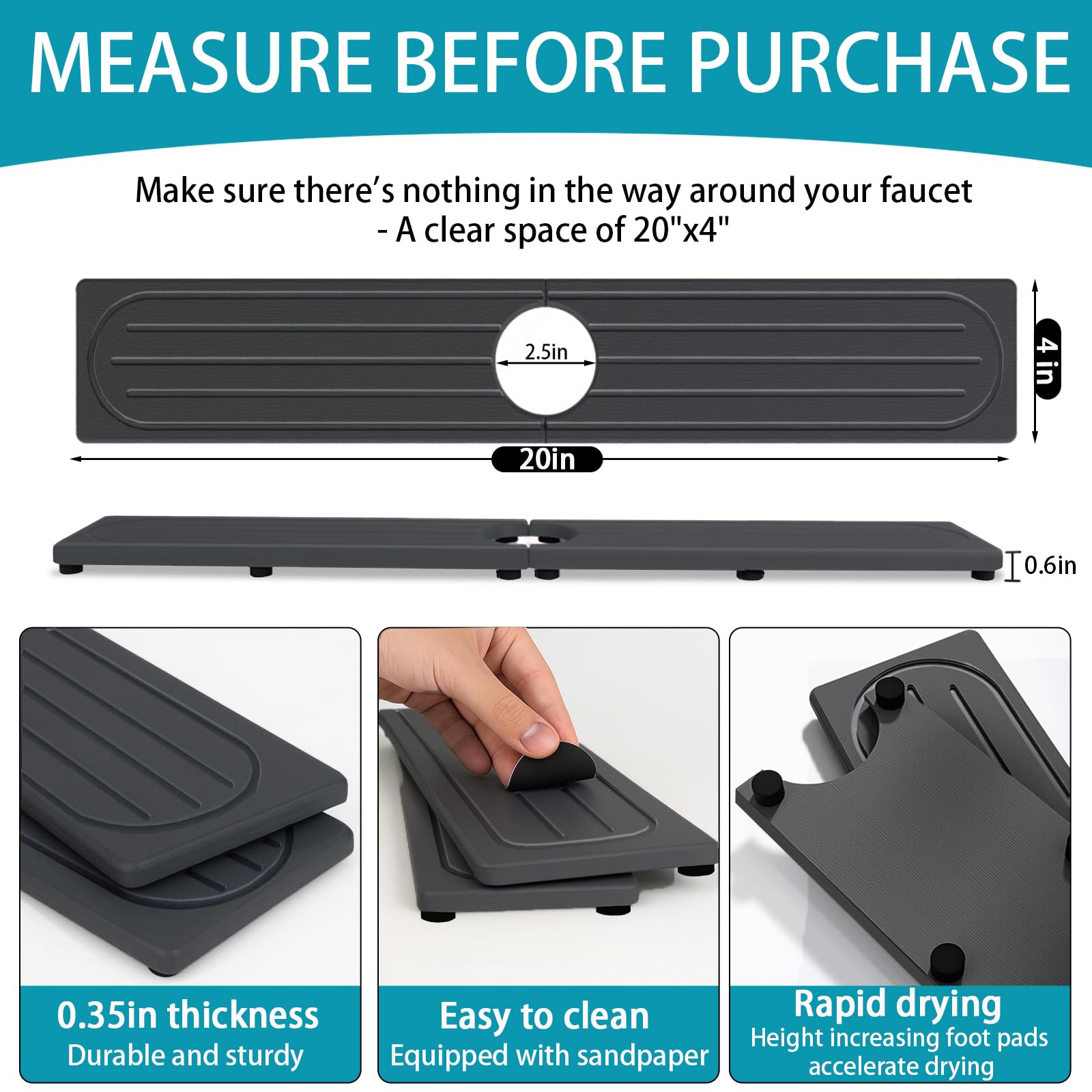 Drying Stone Faucet Mat - Fast Drying & Spill Proof -4 Drying Stone Faucet Mat - Fast Drying & Spill Proof -4