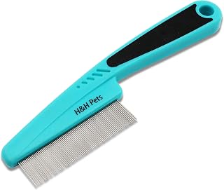 H&H Pets Upgraded Pin Comb for Dogs & Cats - Rubber Non-Slip Handle, Long/Short Teeth, All Coats Grooming Tool