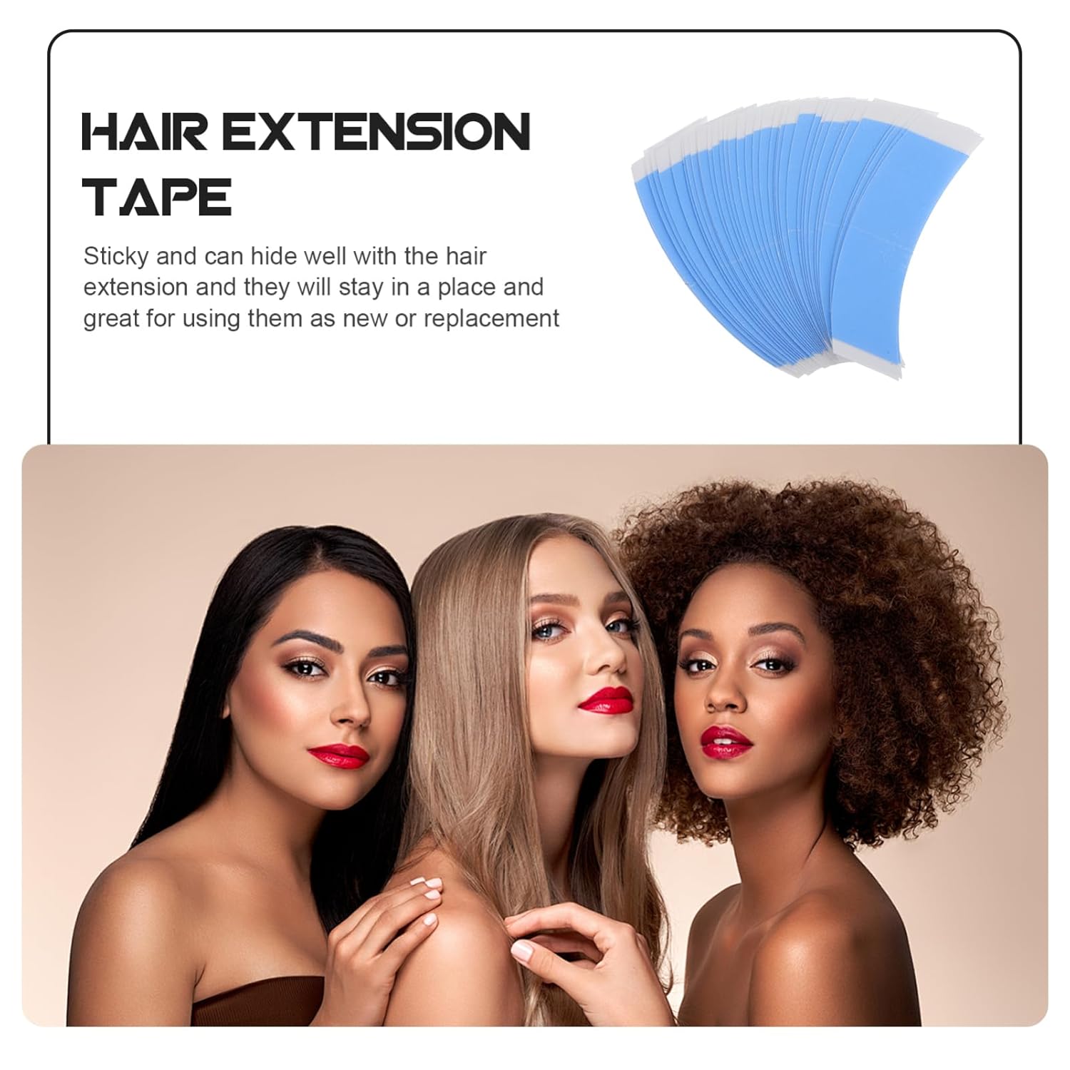 5packs Professional Double-Sided Adhesive Tape for Hair Extensions Invisible Seamless Wig Tape Pack Strong Hold Lasts Weeks for Women and Girls