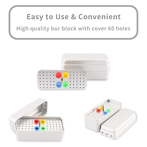 Miniatura 4 de Annhua Bloques dentales de 60 agujeros con cubierta medible autoclavable, caja organizadora de aluminio para desinfección para laboratorio dental,
