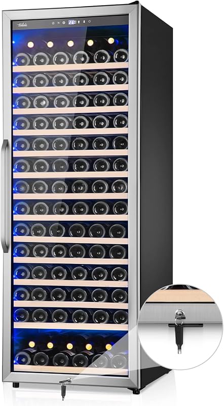 Refrigerador enfriador de vino de 24 pulgadas, bodegas profesionales de 179 botellas con compresor potente, funcionamiento silencioso y diseño elegante para los amantes del vino