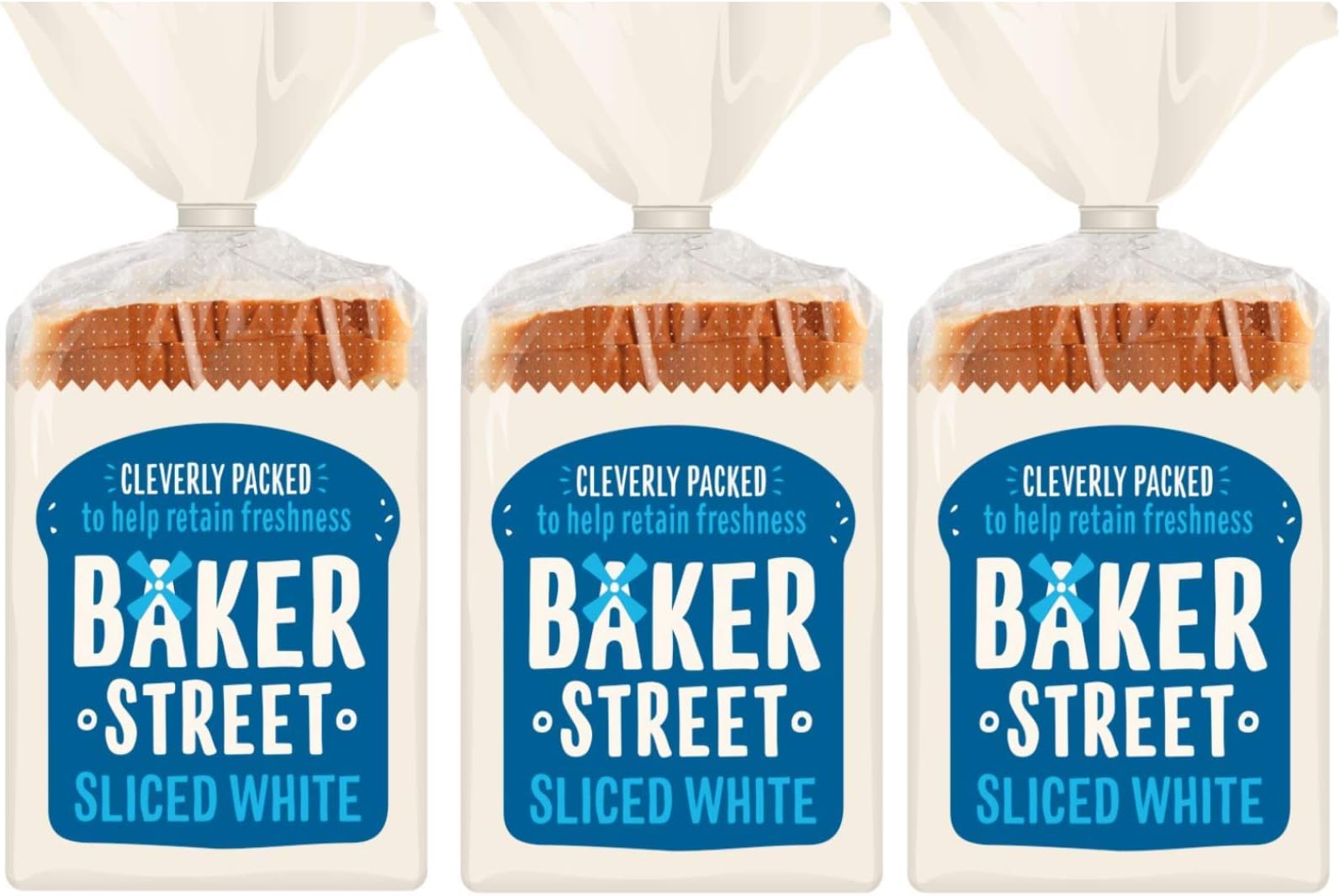 Baker Street White Sliced Bread 550g Pack of 3