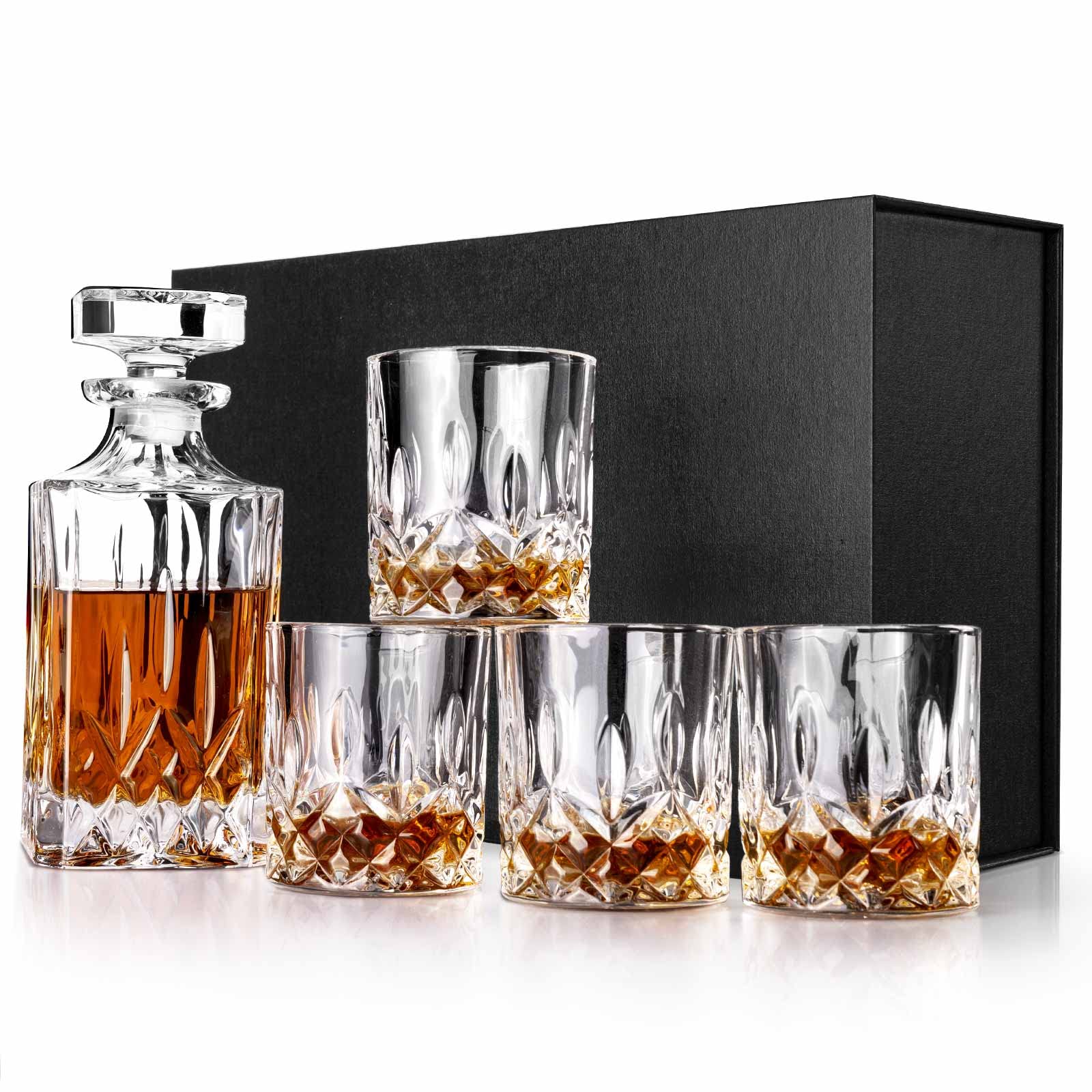 Buy Denkee Whiskey Decanter Set, 750ml Crystal Whiskey Decanter with 4