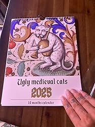 2026 Ugly Medieval Cats Calendar Whimsical Cat Design Large Font Easy To Read Calendar Decoration For The Entrance Hall & Bedroo - 21 - View #3