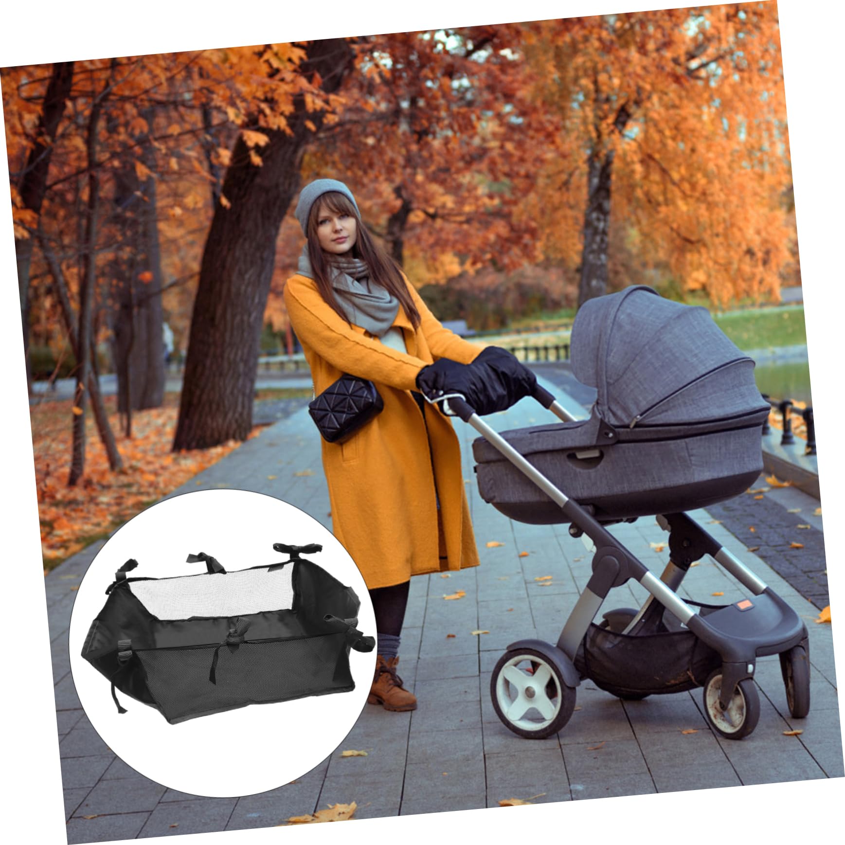 MERRYHAPY Cesta inferior para cochecito de bebé hecha de tela Oxford, organizador de gran capacidad con bolsa de la compra, estable y fácilmente fijada