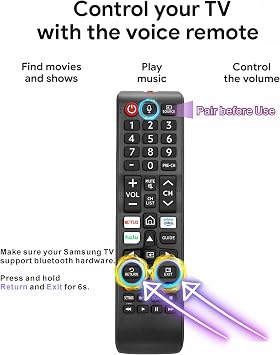 Replacement for Samsung TV Remote, Voice Control, Compatible with 2019-2025 Samsung Smart TV, LED, QLED, Crystal UHD,