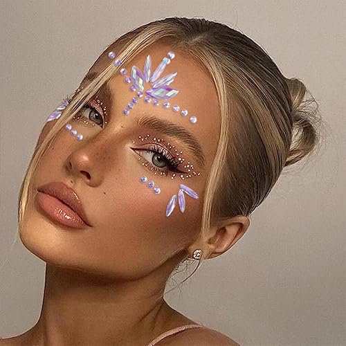 Miniatura 3 de Gemas de cara de sirena, palo, joyas para Halloween, cuerpo, ojos, cara, joyas, gemas para festivales rave, tatuajes con purpurina autoadhesivas,