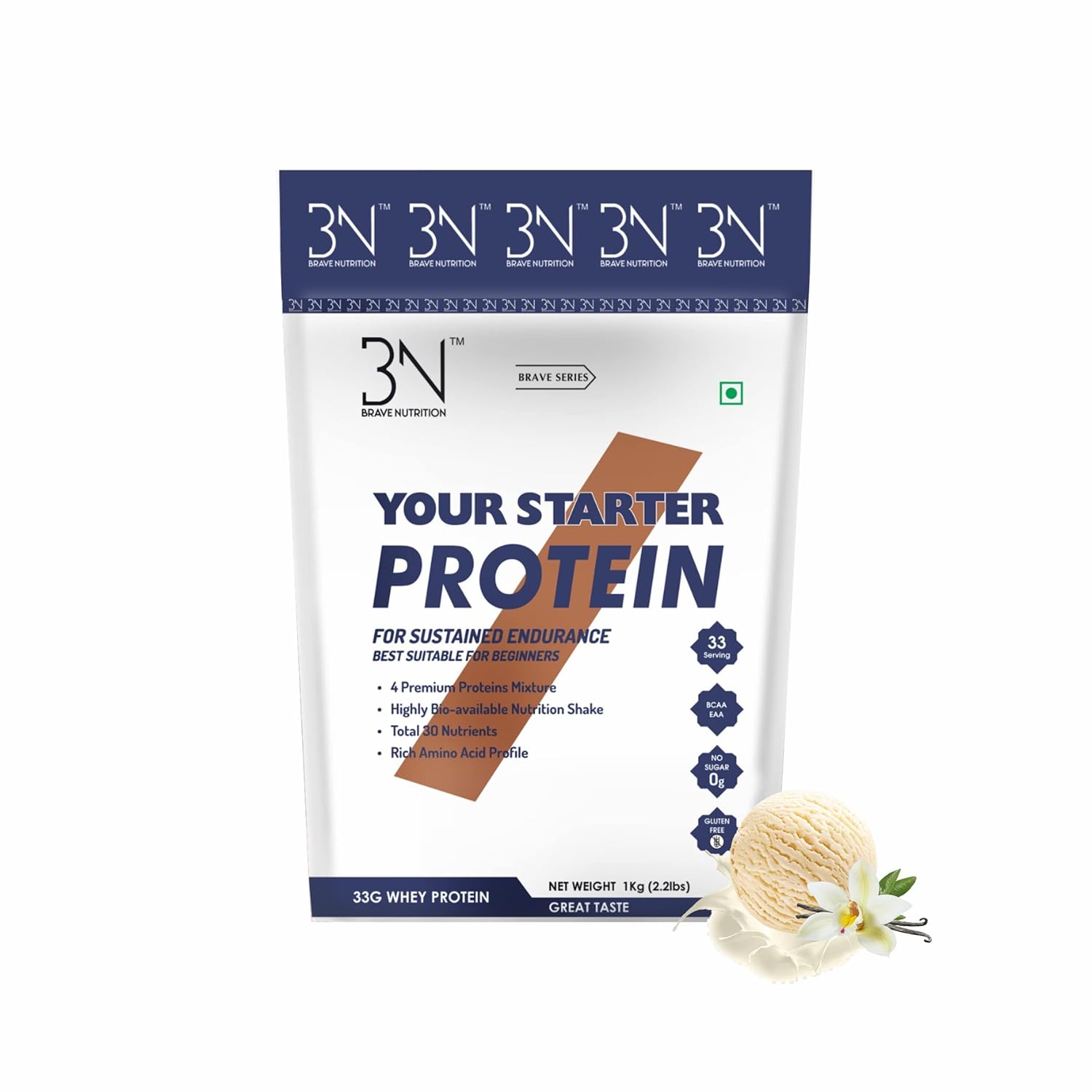Brave Nutrition Starter Whey Protein Supplement for Lean Muscles 33G