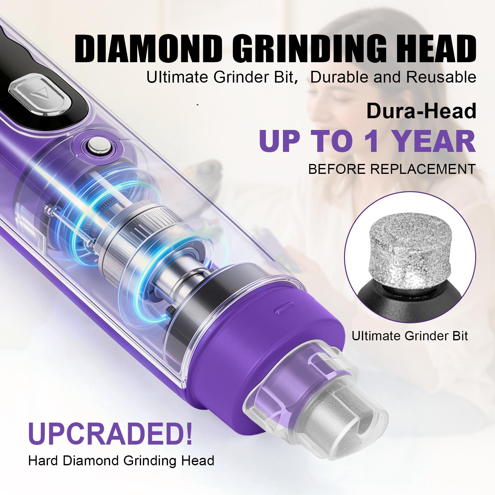 Best Dog Nail Grinder 2026 New 9-Speed Professional Quiet Painless Electric Drill Trimmers for Large Medium Dogs with Quick Sensor Guard, 2 LED Lights, 2000mAh USB Rechargeable - image 5